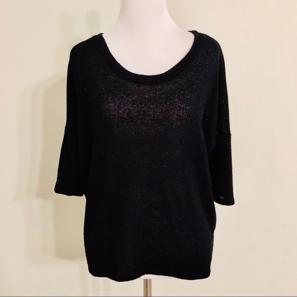 🧨 4/$25 Dark Purple Sheer Bat Wing Knit Sweater